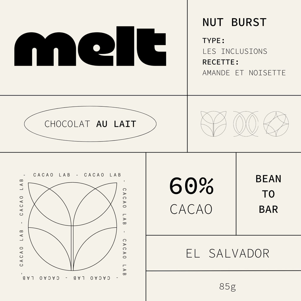 NUT BURST 60% - CHOCOLAT AU LAIT ÉCLATS D'AMANDES ET NOISETTES - EL SALVADOR